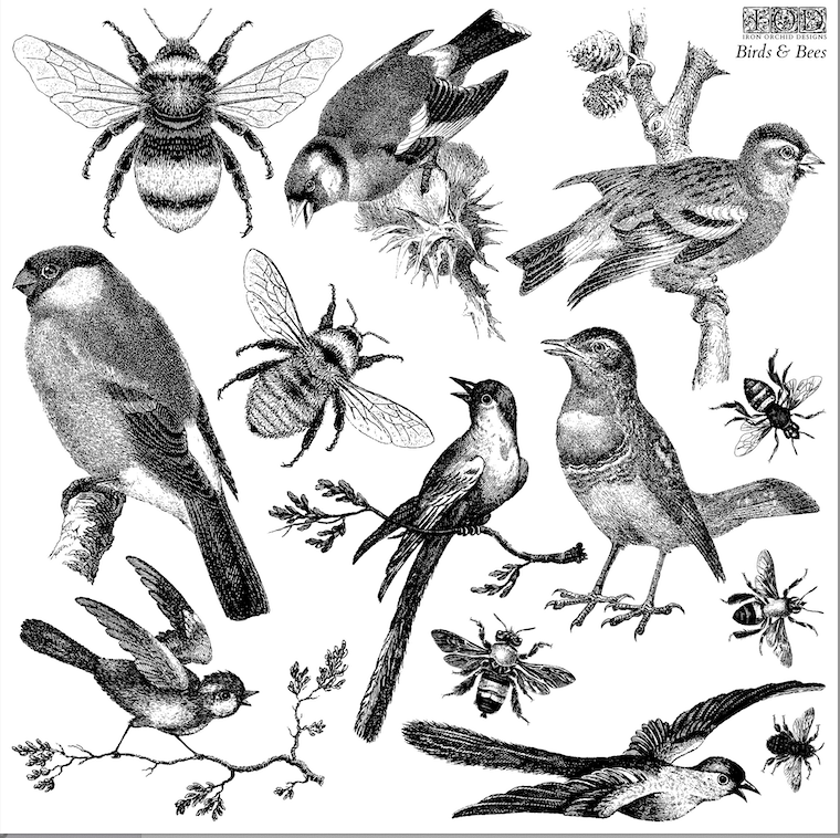 Birds and Bees Stamp IOD Pickin' Boots Vintage