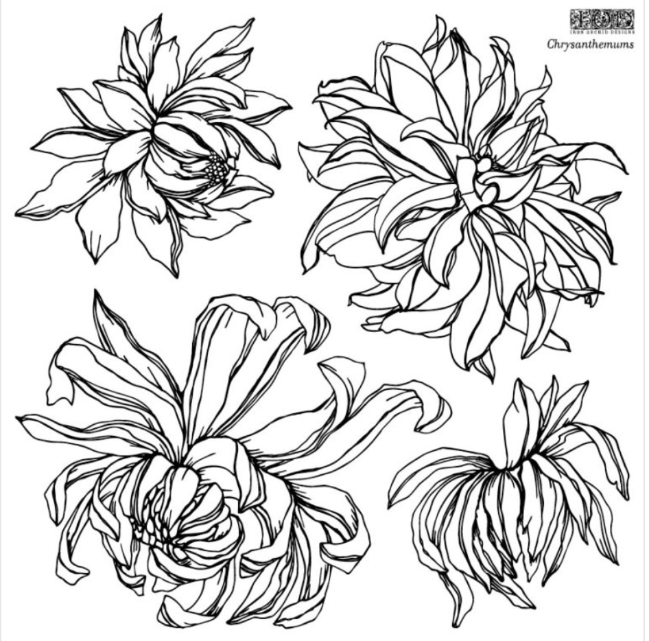 Chrysanthemum Stamp IOD Pickin' Boots Vintage