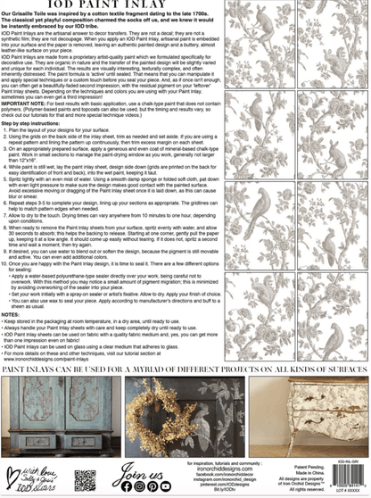 Grisaille Toile Paint Inlay by IOD Pickin' Boots Vintage
