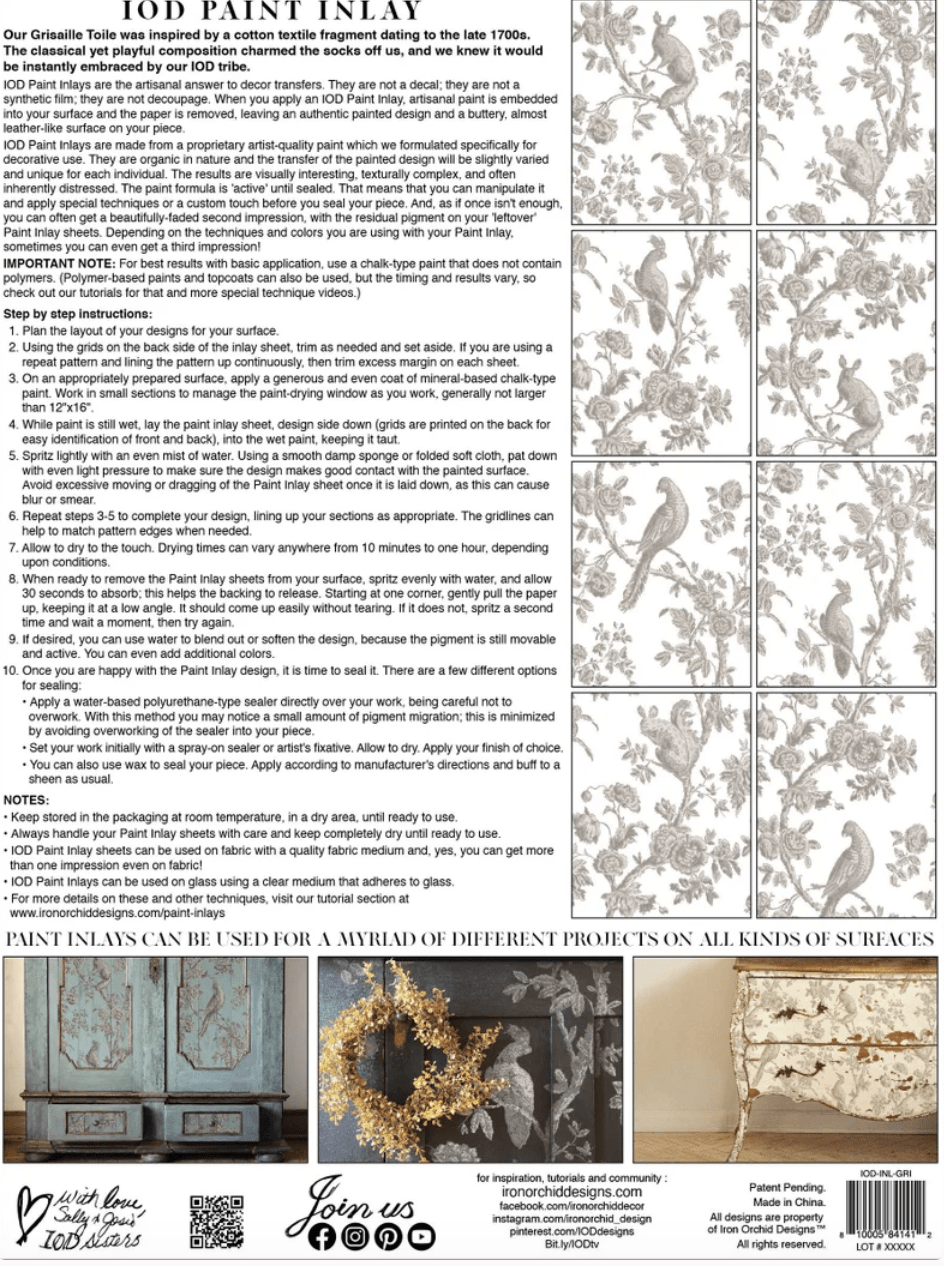 Grisaille Toile Paint Inlay by IOD Pickin' Boots Vintage